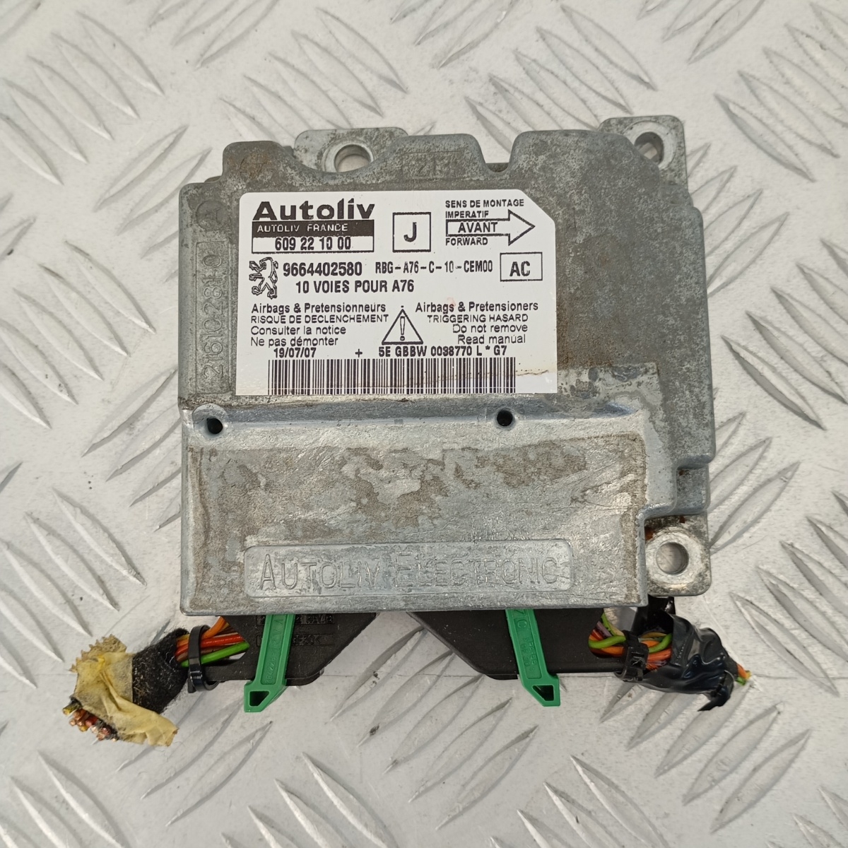 Centralina Airbag Peugeot 207 2006–2012 ECU Autoliv 10 Pin OEM 9664402580