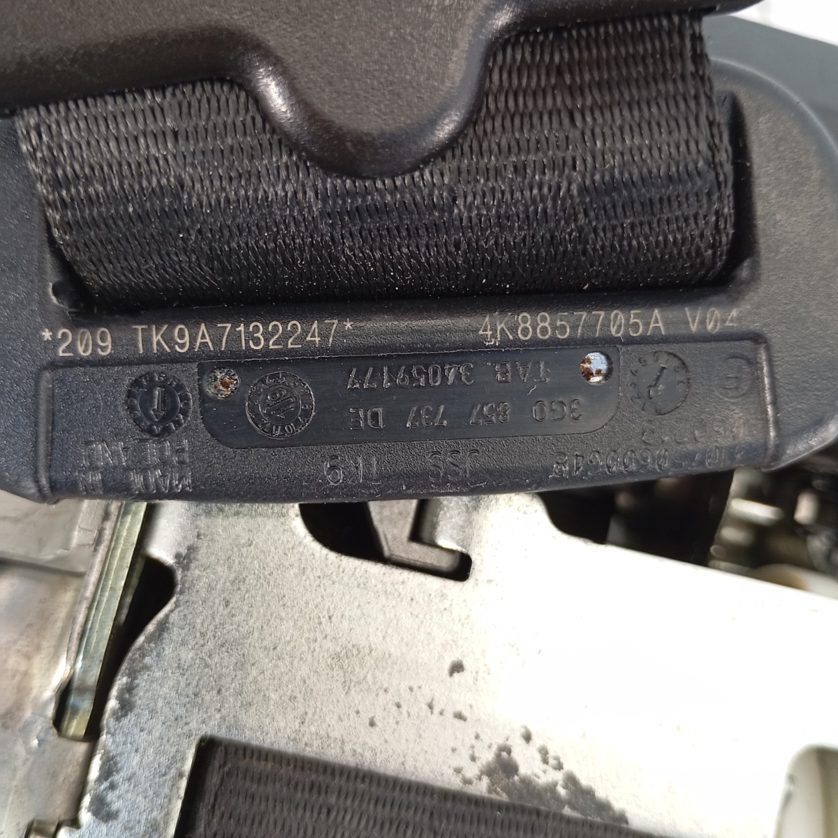 Cintura di sicurezza anteriore sinistra Audi A6 A7 C8 2018–2023 Pre Sense OEM 4K8857705A - immagine 6