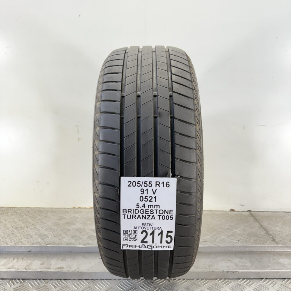 Pneumatico Usato 205 55 R16 91V Bridgestone Turanza T005 77% Estivo