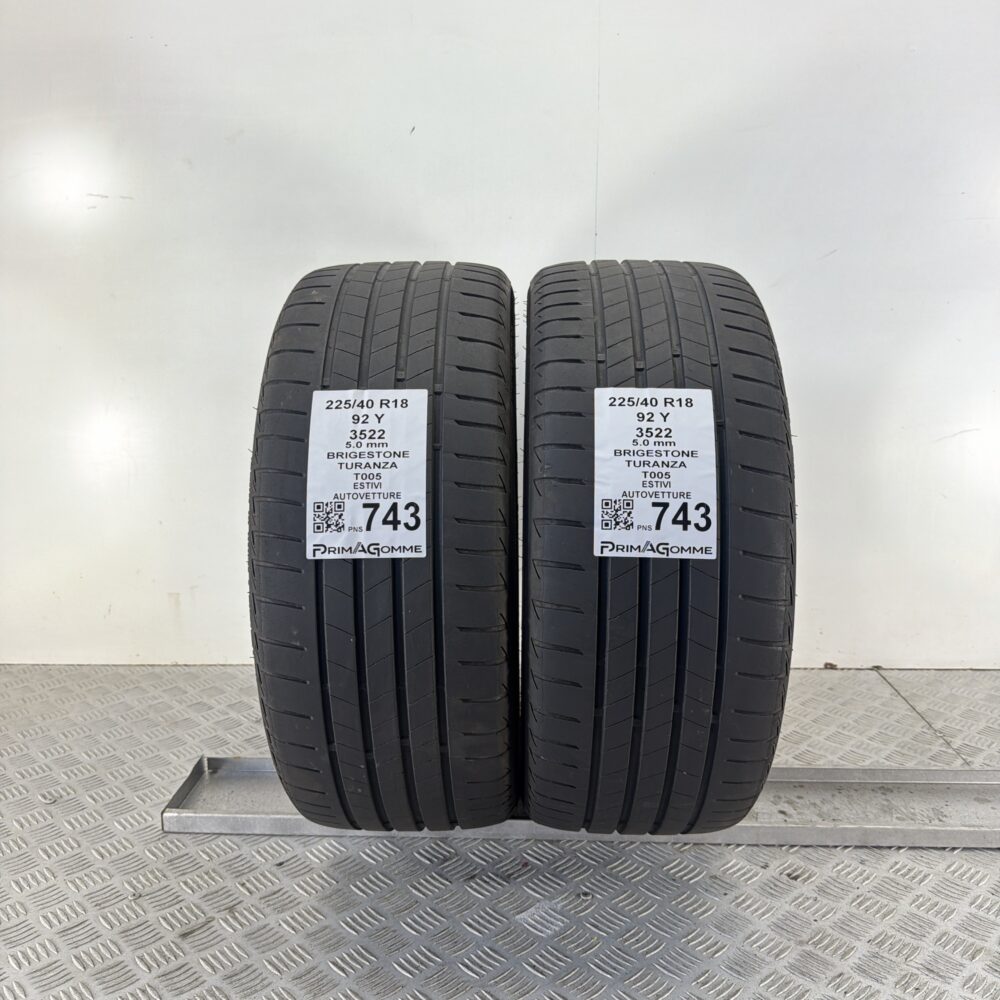 Pneumatici Usati 225 40 R18 92Y Bridgestone Turanza T005 71% Estive
