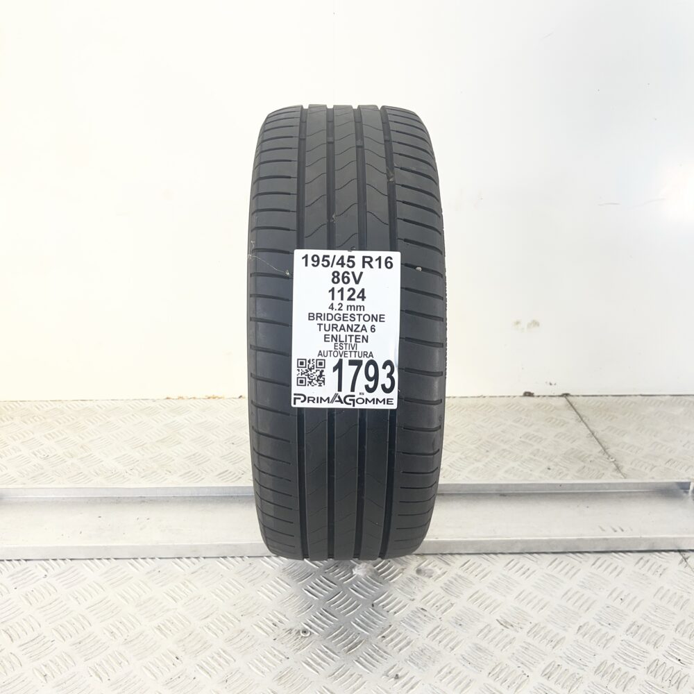 Pneumatico Usato 195 45 R16 86V Bridgestone Turanza 6 Enliten Estivo