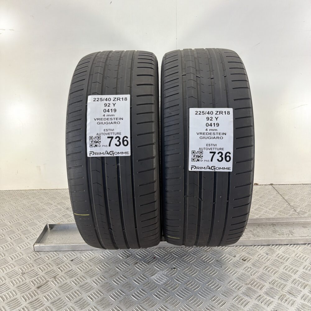 Pneumatici Usati 225 40 ZR18 92Y Vredestein Giugiaro Estive