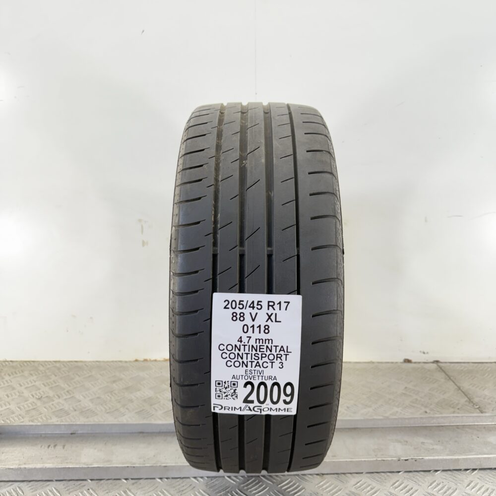 Pneumatico Usato 205 45 R17 XL 88V Continental ContiSport Contact 3 Estivo