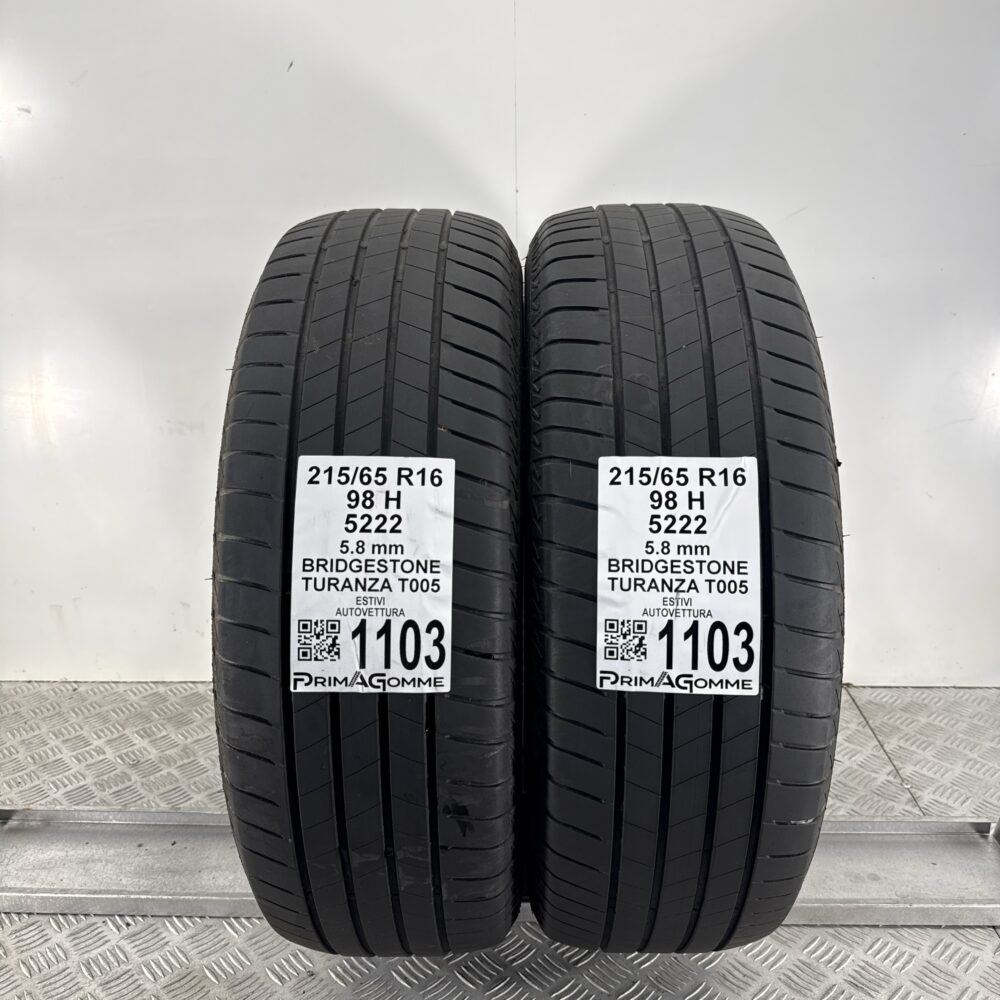 Gomme Usate 215 65 R16 98H Bridgestone Turanza T005 83% Estive