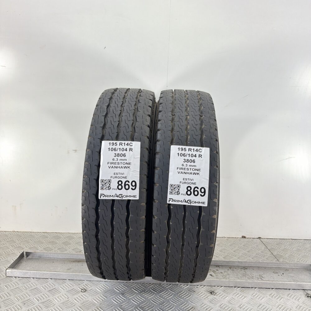 Gomme Usate 195 R14C 106 104R Firestone Vanhawk 88% Estive