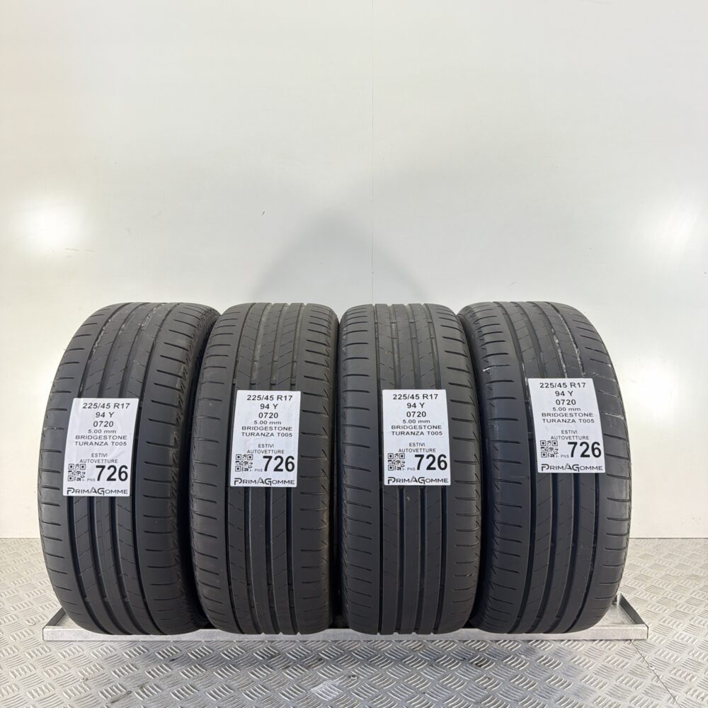 Pneumatici Usati 225 45 R17 94Y Bridgestone Turanza T005 71% Estive