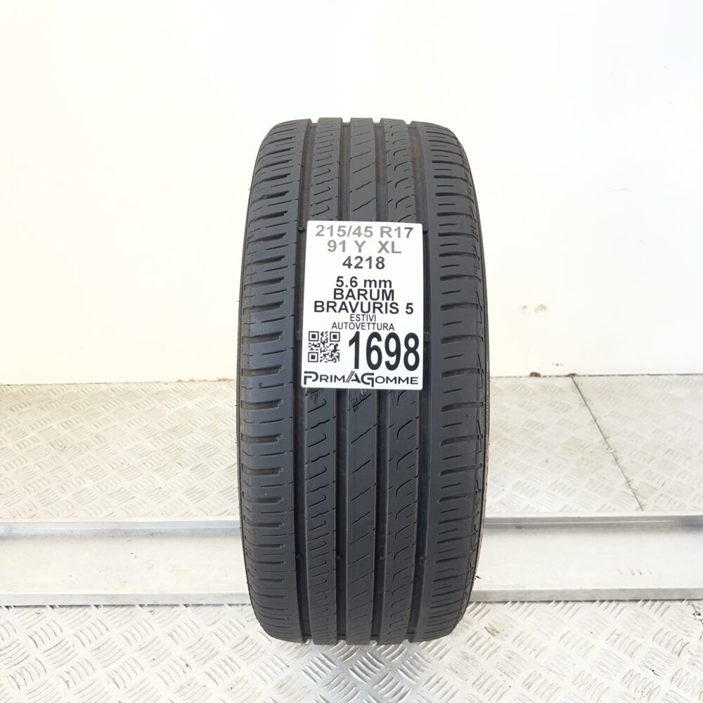 Pneumatico Usato 215 45 R17 XL 91Y BARUM Bravuris 5 80% Estivo