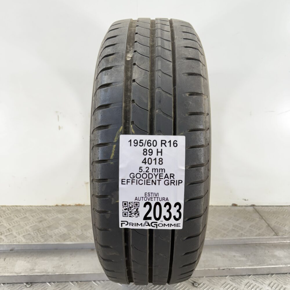 Pneumatico Usato 195 60 R16 89H Goodyear Efficient Grip 74% Estivo