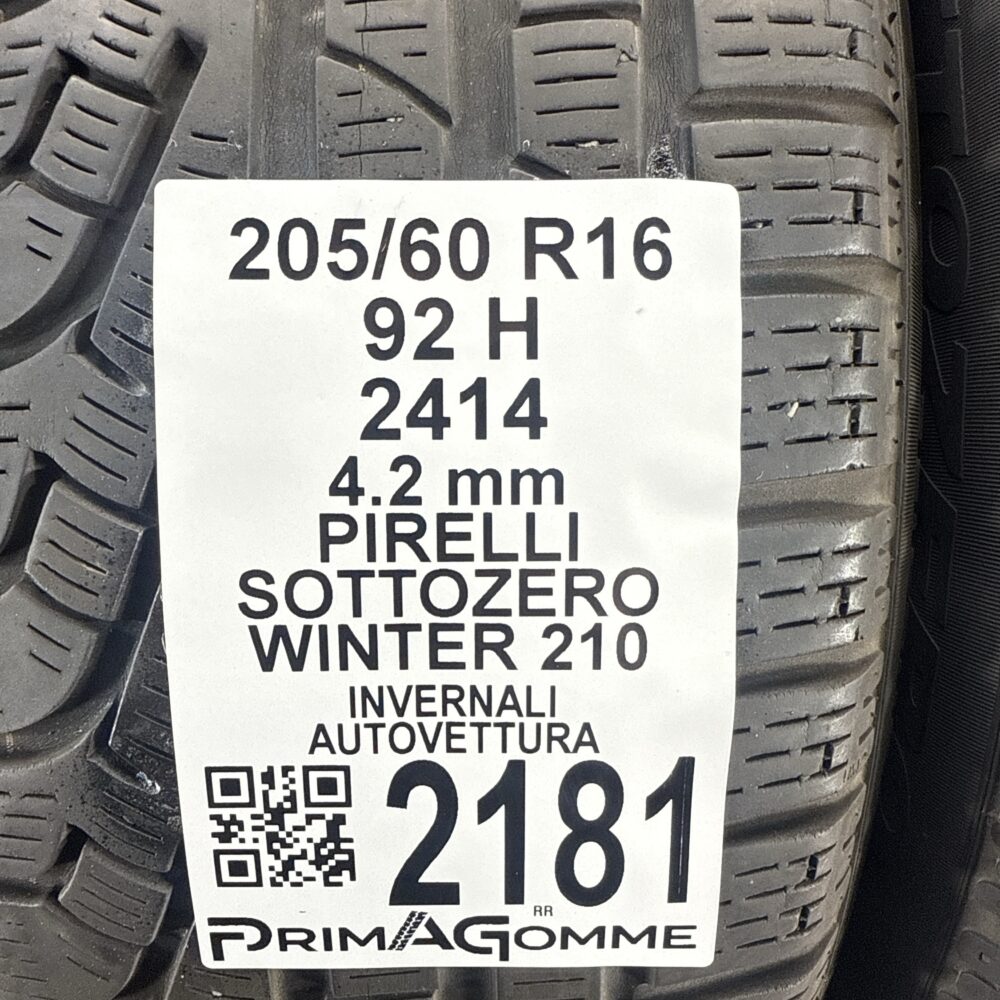 Gomme Usate 205 60 R16 92H Pirelli Sottozero Winter 210 Invernali - immagine 3