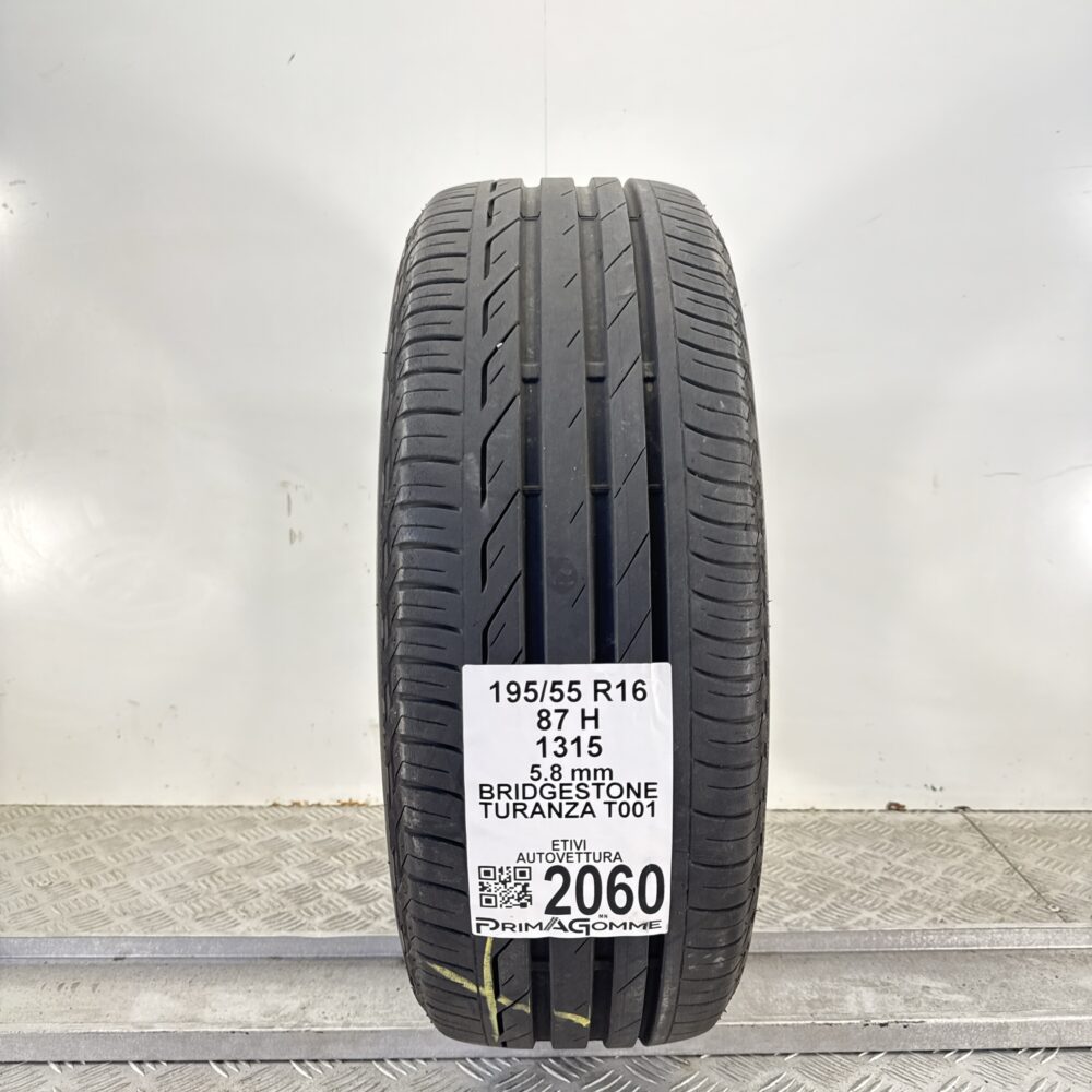 Pneumatico Usato 195 55 R16 87H Bridgestone Turanza T001 83% Estivo