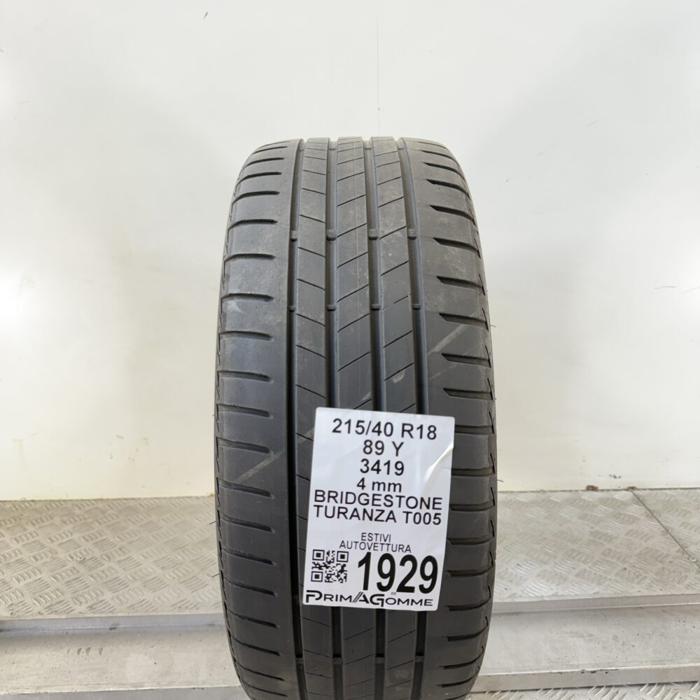 Pneumatico Usato 215 40 R18 89Y Bridgestone Turanza T005 Estivo