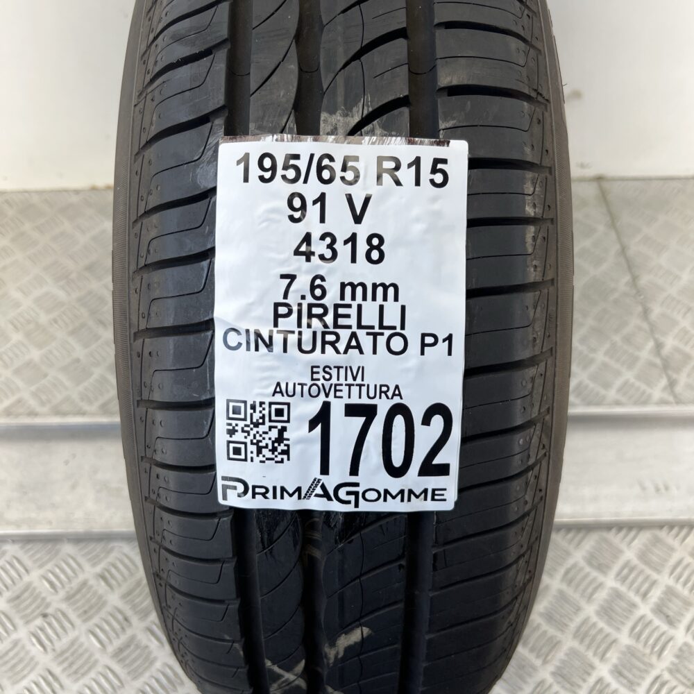Pneumatico Usato 195 65 R15 91V Pirelli Cinturato P1 100% Estivo - immagine 3