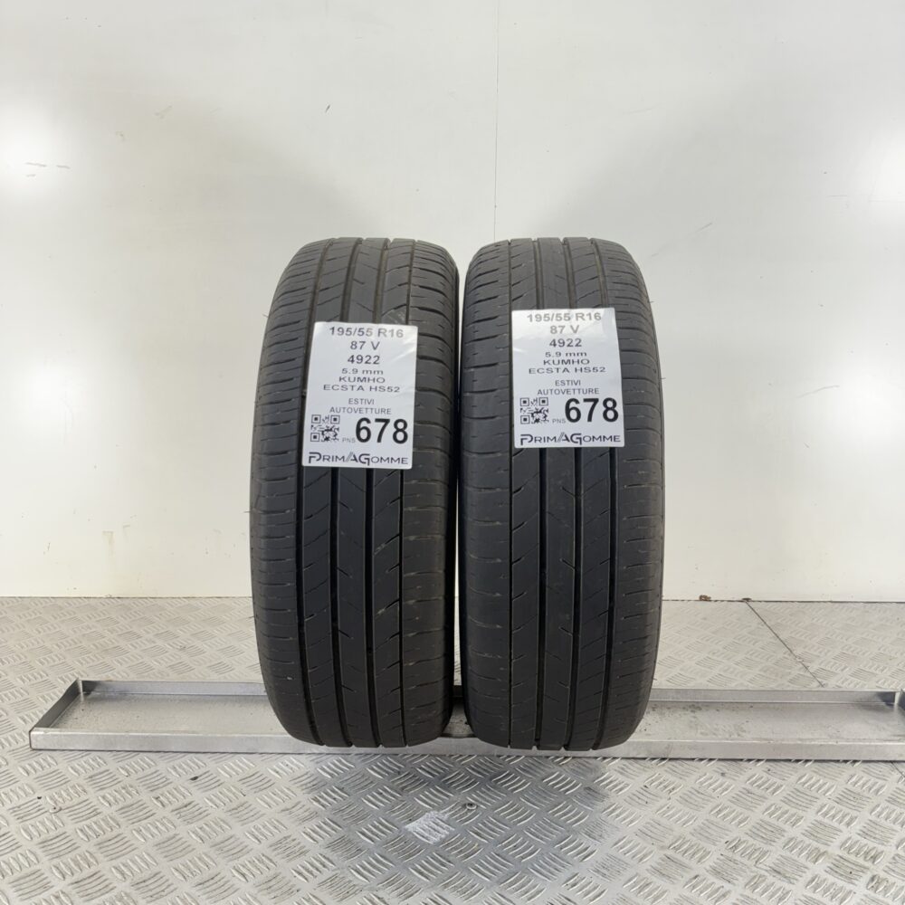 Pneumatici Usati 195 55 R16 87V Kumho Ecsta HS52 83% Estive