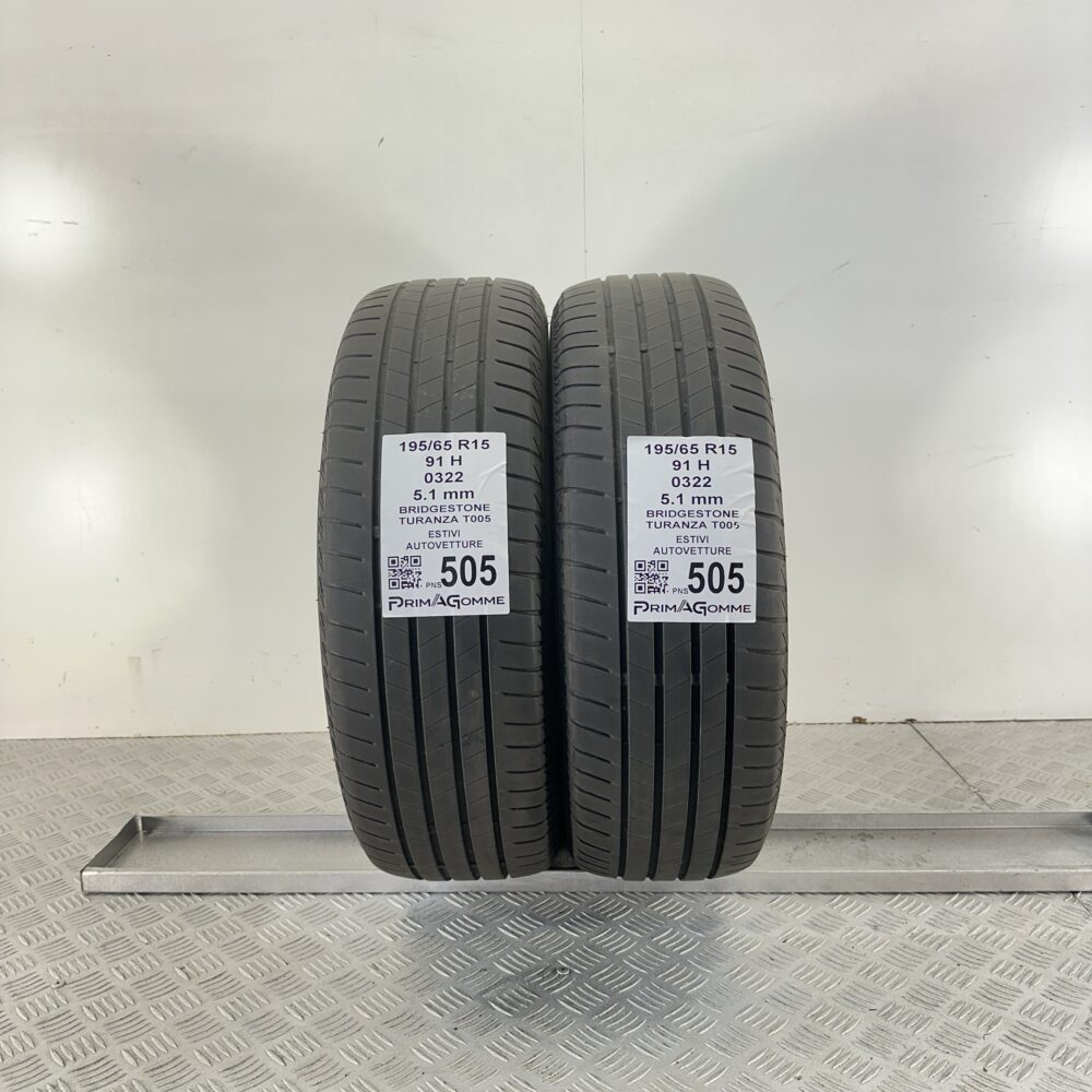 Pneumatici Usati 195 65 R15 91H Bridgestone Turanza T005 73% Estive