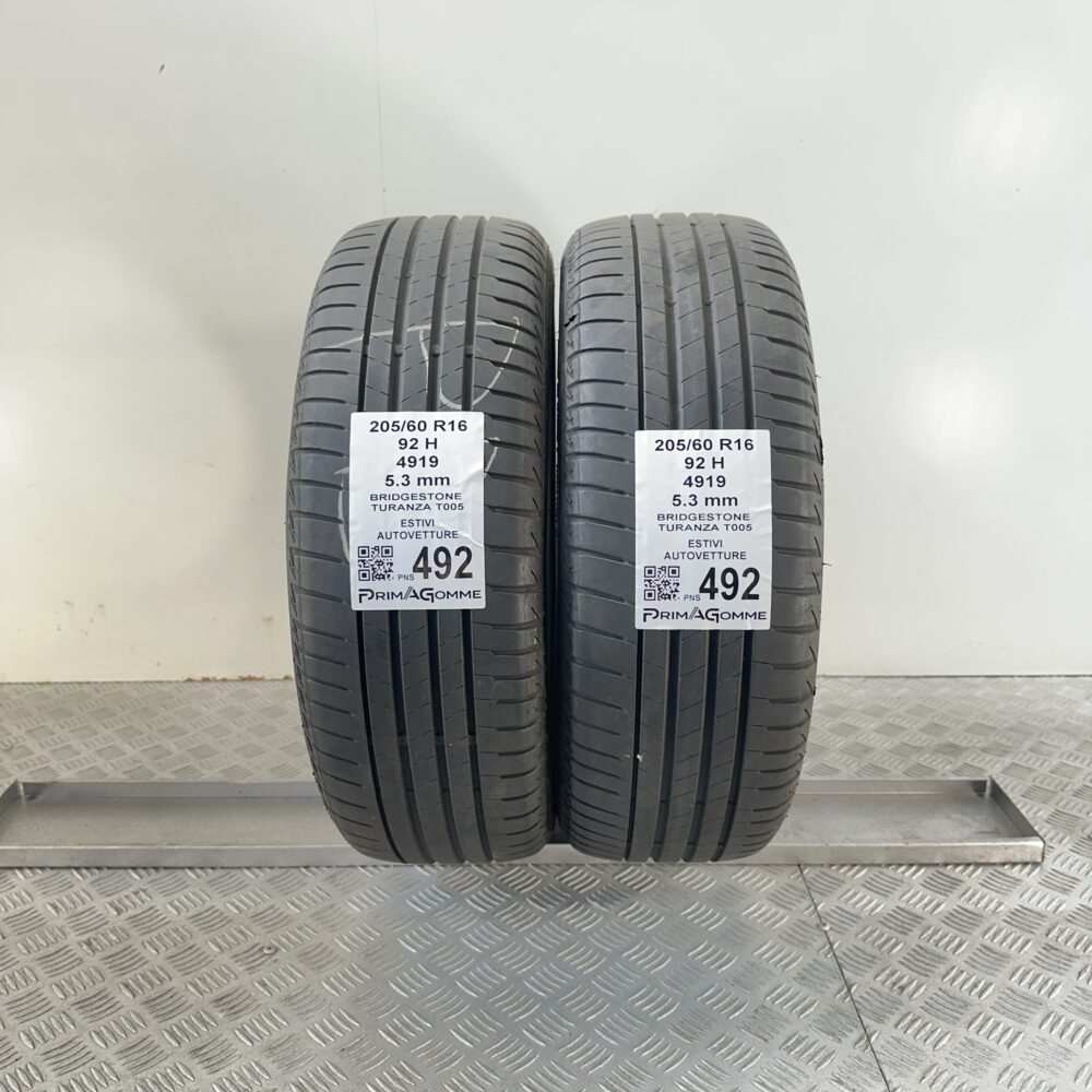 Pneumatici Usati 205 60 R16 92H Bridgestone Turanza T005 76% Estive