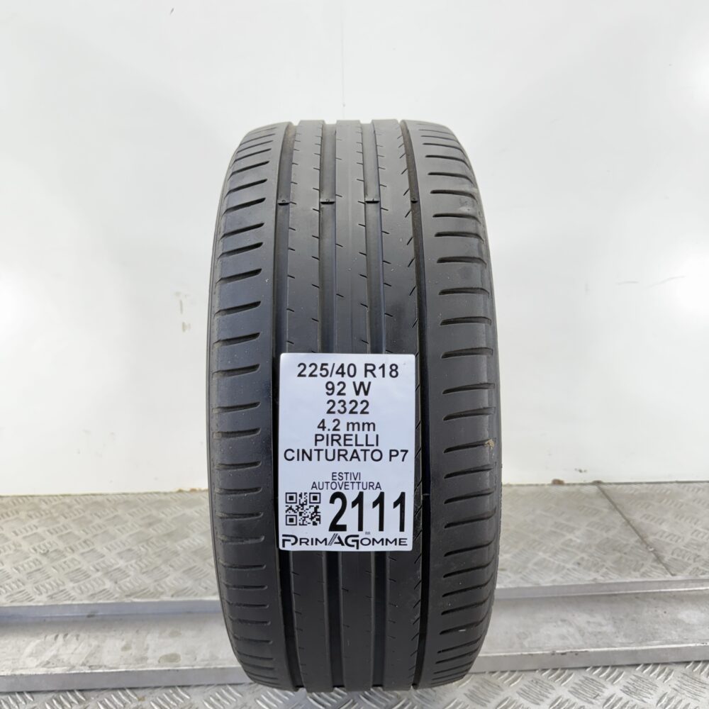 Pneumatico Usato 225 40 R18 92W Pirelli Cinturato P7 Estivo
