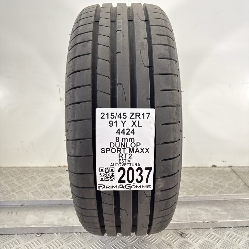 Pneumatico Usato 215 45 ZR17 XL 91Y Dunlop Sport Maxx RT2 100% Estivo
