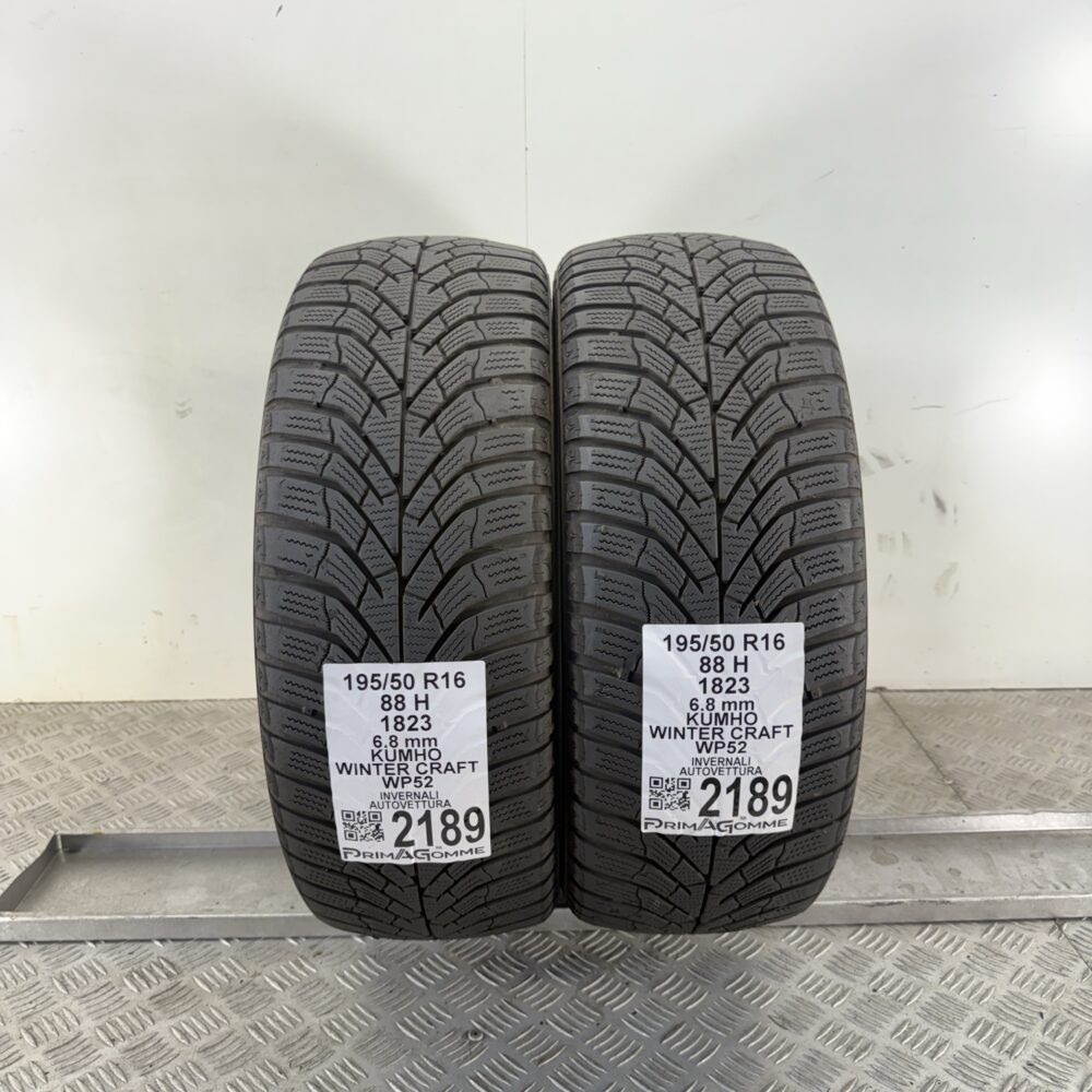Gomme Usate 195 50 R16 88H Kumho Winter Craft WP52 97% Invernali