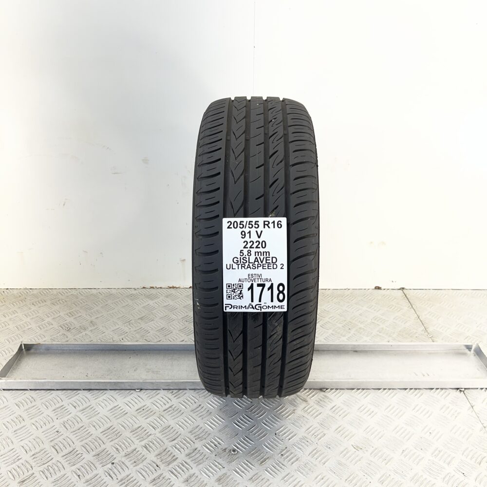 Pneumatico Usato 205 55 R16 91V Gislaved Ultraspeed 2 83% Estivo
