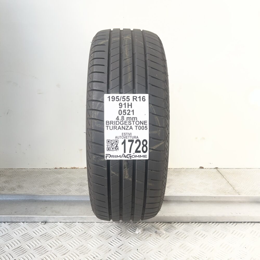 Pneumatico Usato 195 55 R16 91H Bridgestone Turanza T005 Estivo