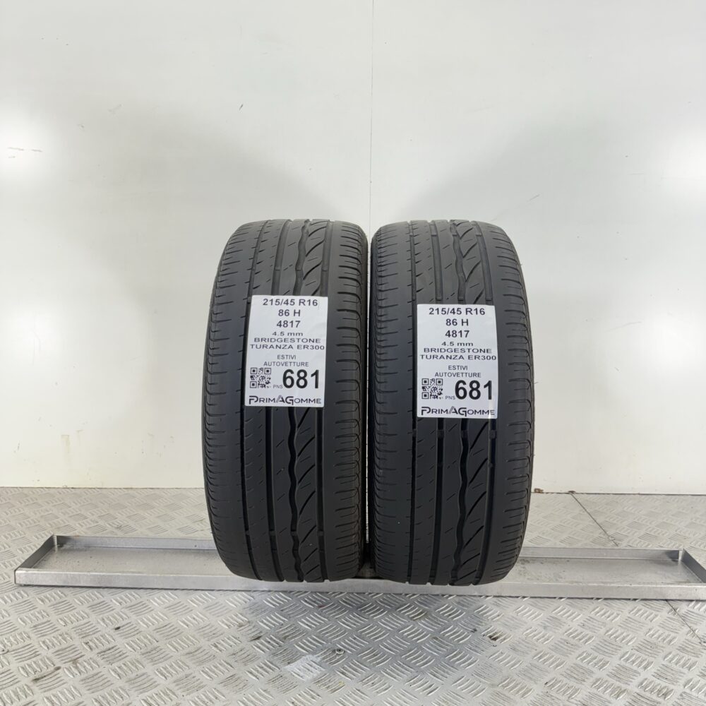 Pneumatici Usati 215 45 R16 86H Bridgestone Turanza ER300 Estive
