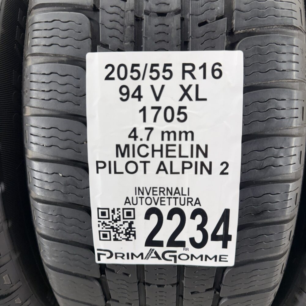 Gomme Usate 205 55 R16 XL 94V Michelin Pilot Alpin 2 Invernali - immagine 3