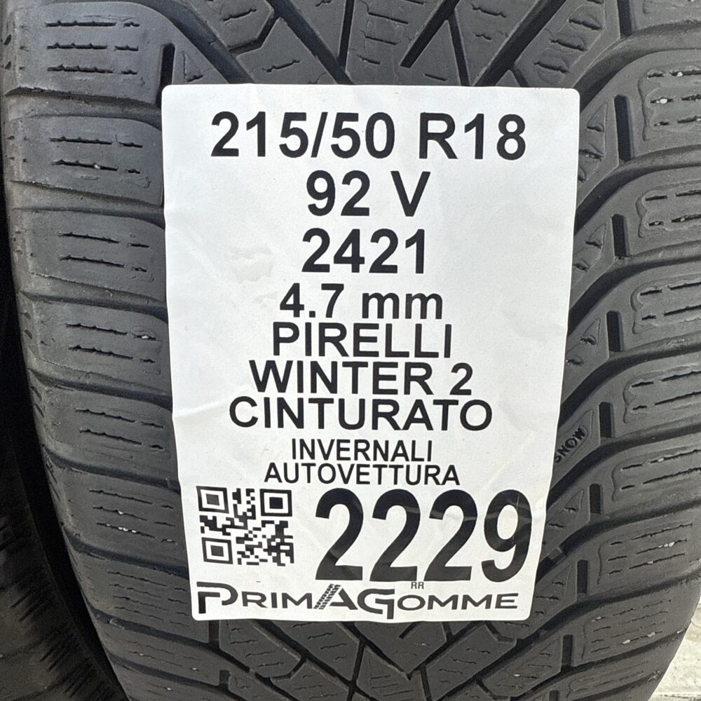 Gomme Usate 215 50 R18 92V Pirelli Winter 2 Cinturato Invernali - immagine 3