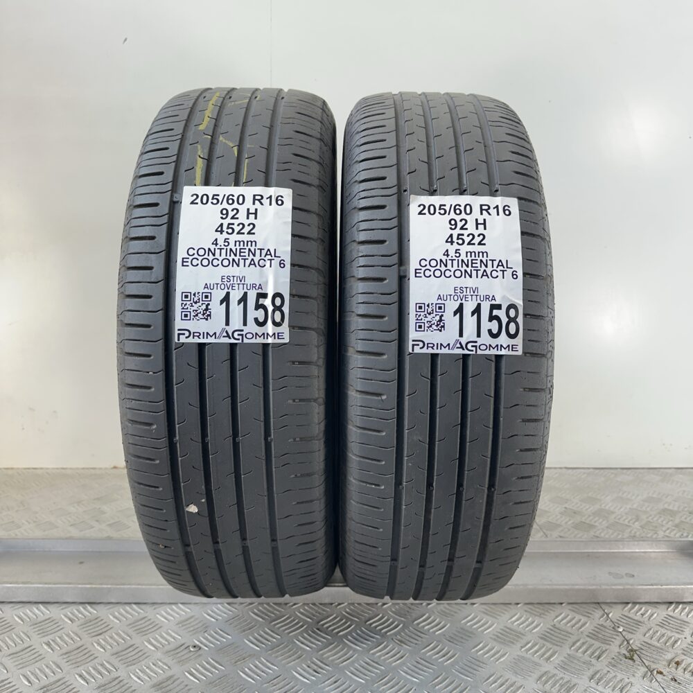 Gomme Usate 205 60 R16 92H Continental Ecocontact 6 Estive
