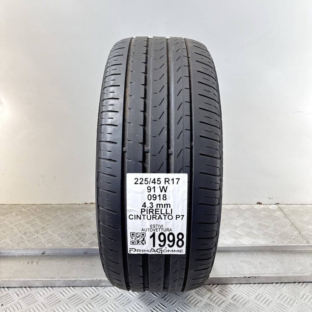 Pneumatico Usato 225 45 R17 91W Pirelli Cinturato P7 Estivo