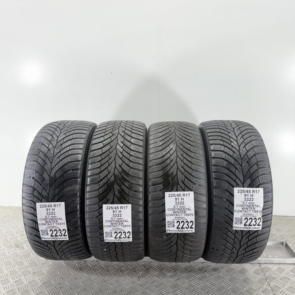Gomme Usate 225 45 R17 91H Continental Winter Contact TS870 81% Invernali