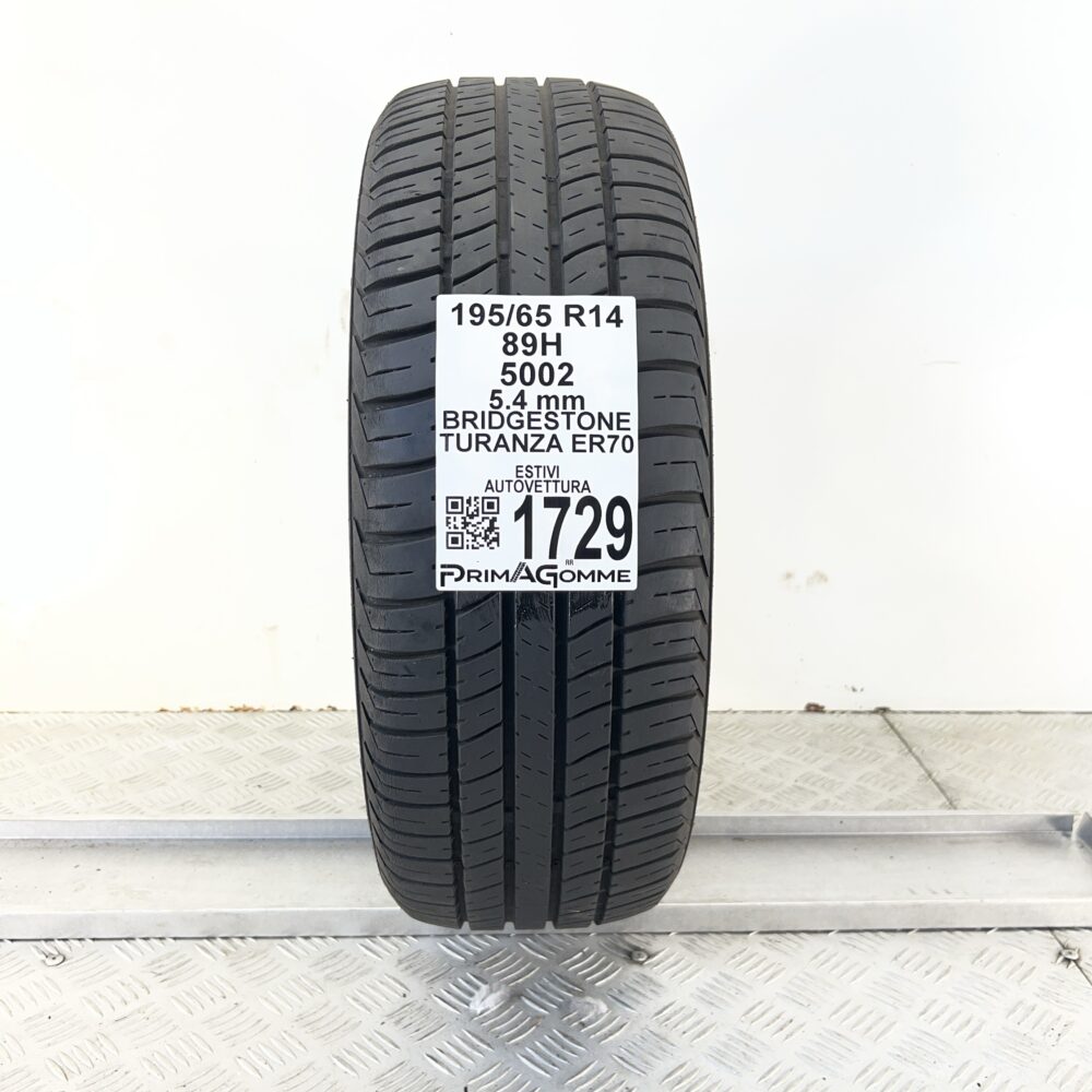 Pneumatico Usato 195 65 R14 89H Bridgestone Turanza ER70 77% Estivo
