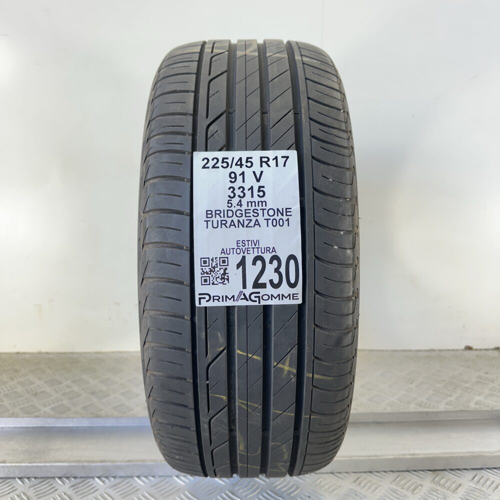 Pneumatico Usato 225 45 R17 91V Bridgestone Turanza T001 77% Estivo