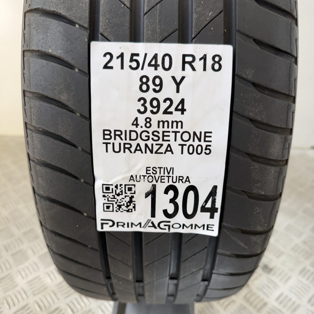Gomma Usata 215 40 R18 89Y Bridgestone Turanza T005 Estive - immagine 3
