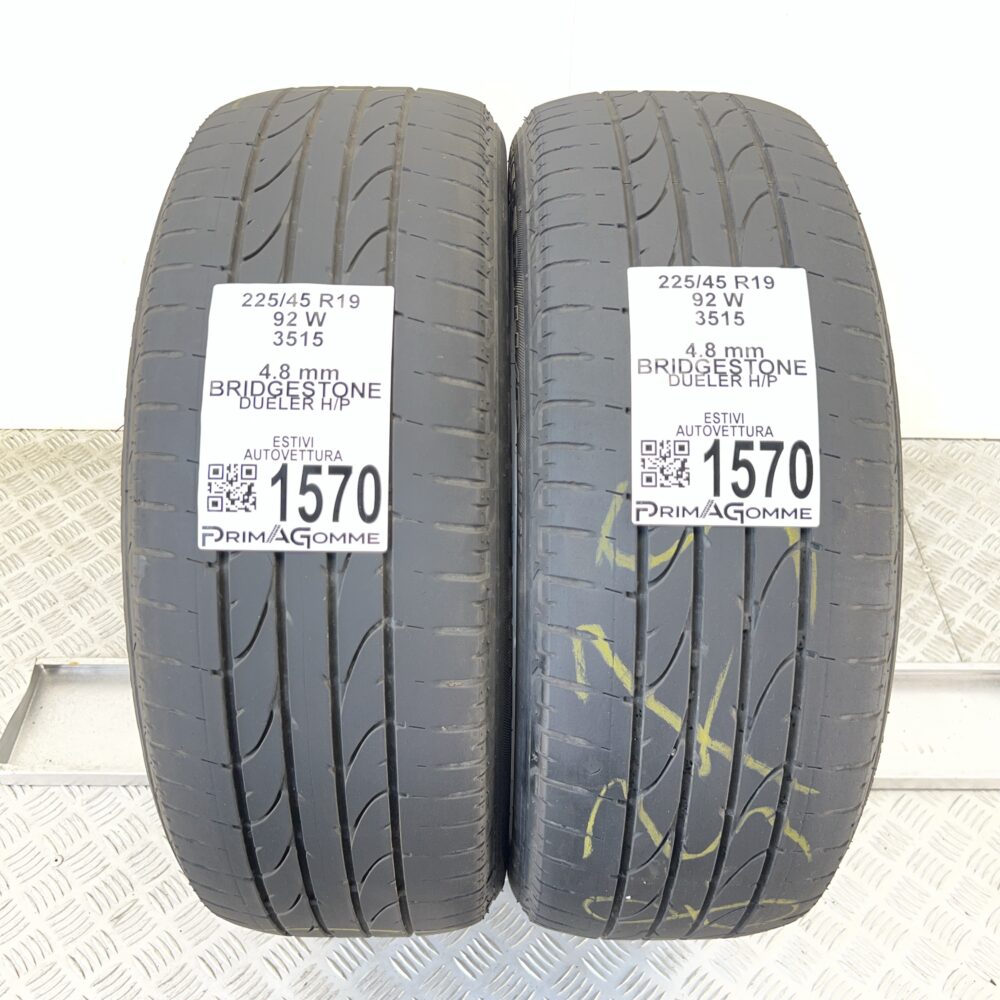 Gomme Usate 225 45 R19 92W Bridgestone Dueler H/P Estive