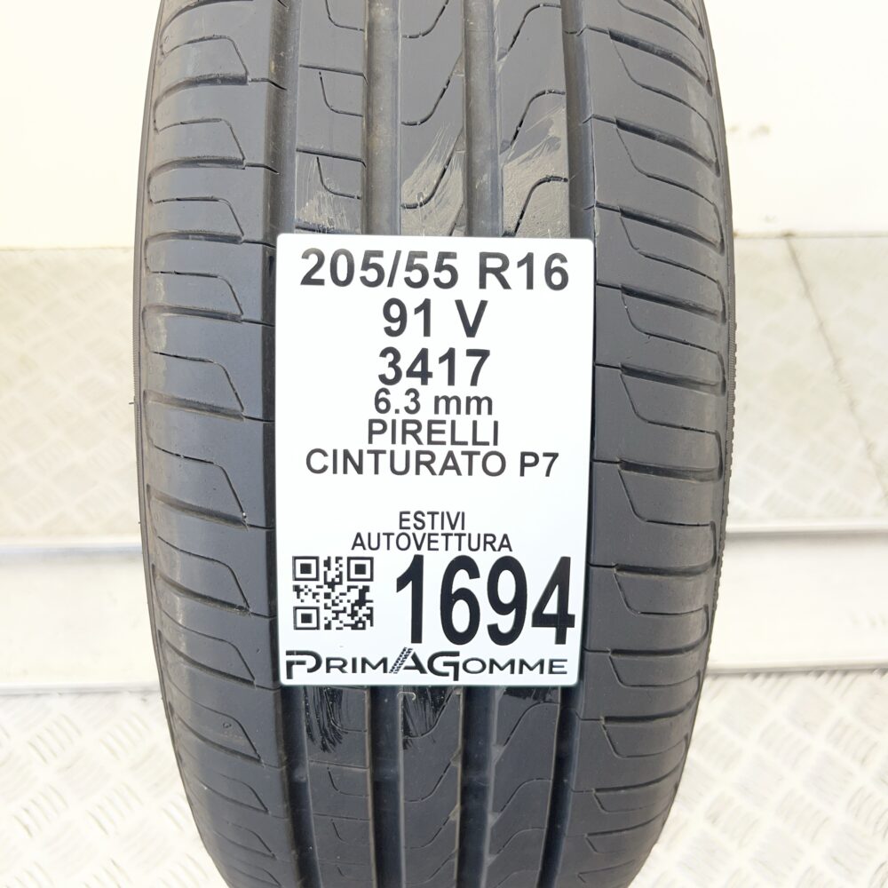 Pneumatico Usato 205 55 R16 91V Pirelli Cinturato P7 90% Estivo - immagine 3