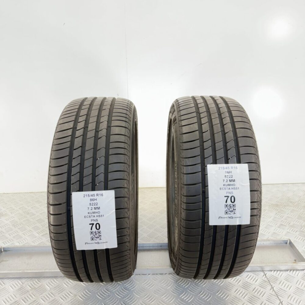 Gomme Usate 215 45 R16 86H Kumho Ecsta HS51 7.2mm Estive