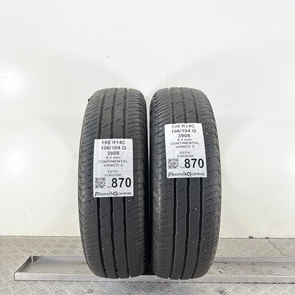 Gomme Usate 195 R14C 106 104 Q Continental Vanco 2 97% Estive