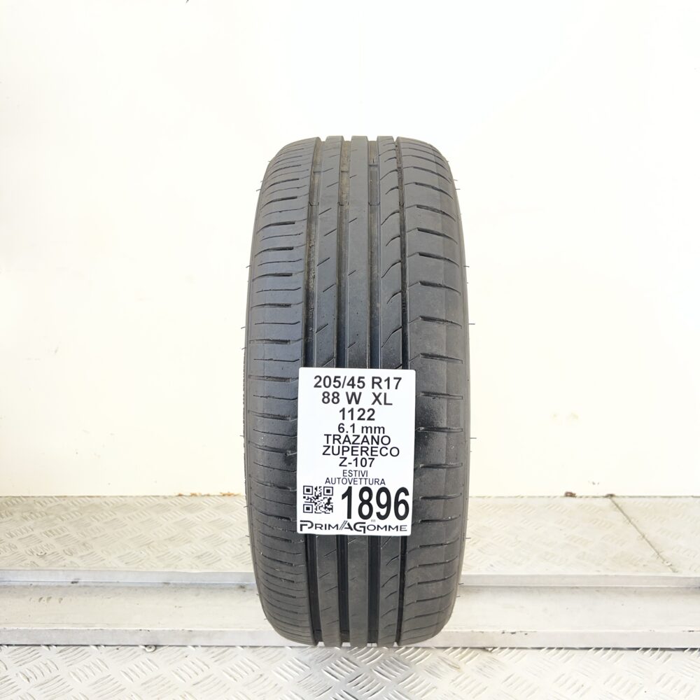 Pneumatico Usato 205 45 R17 XL 88W Trazano Zupereco Z-107 87% Estivo