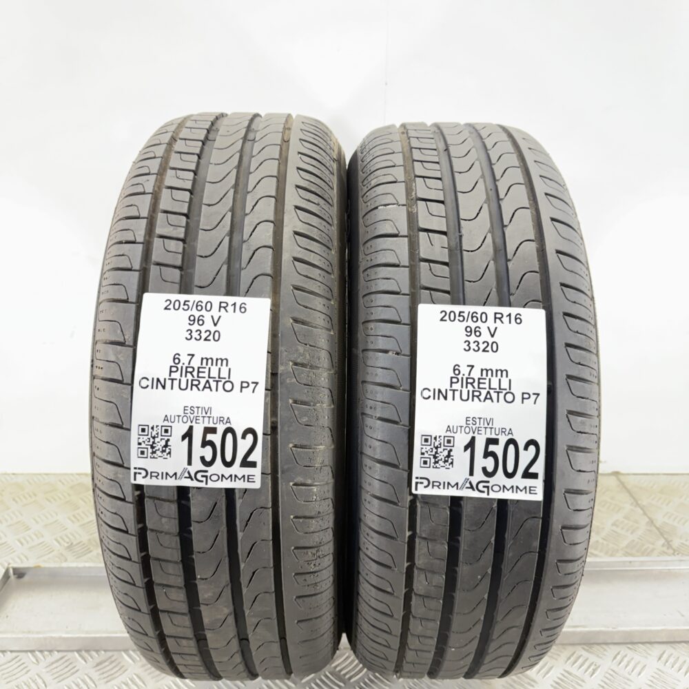 Gomme Usate 205 60 R16 96V Pirelli Cinturato P7 95% Estive