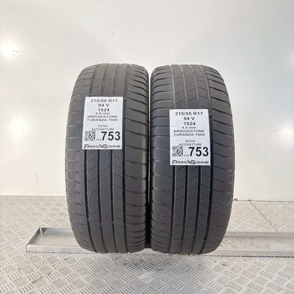 Pneumatici Usati 215 55 R17 94V Bridgestone Turanza T005 Estive