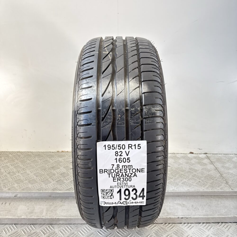Pneumatico Usato 195 50 R15 82V Bridgestone Turanza ER300 100% Estivo