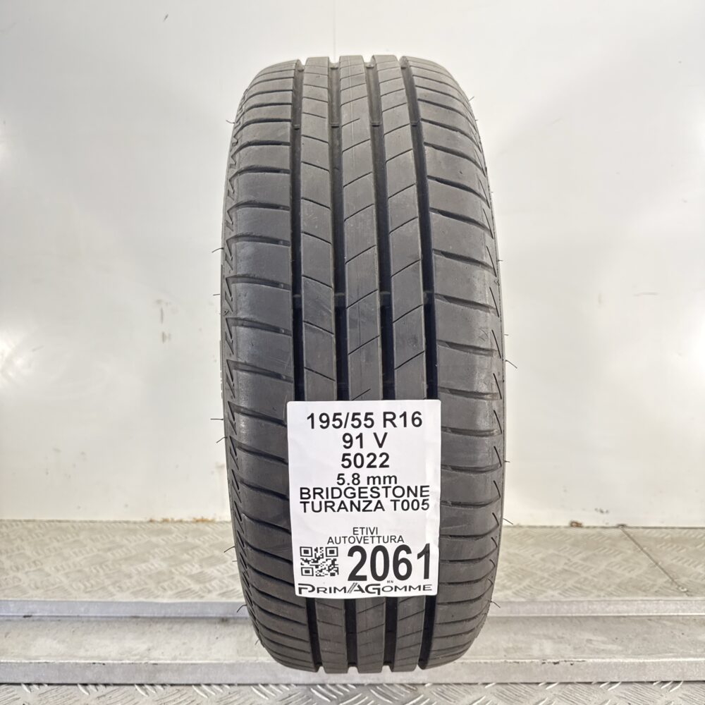 Pneumatico Usato 195 55 R16 91V Bridgestone Turanza T005 83% Estivo