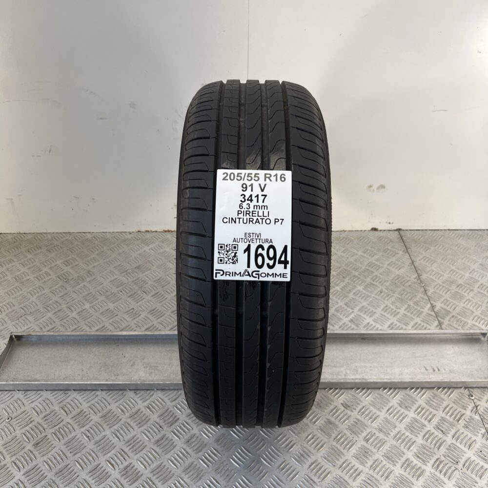 Pneumatico Usato 205 55 R16 91V Pirelli Cinturato P7 90% Estivo