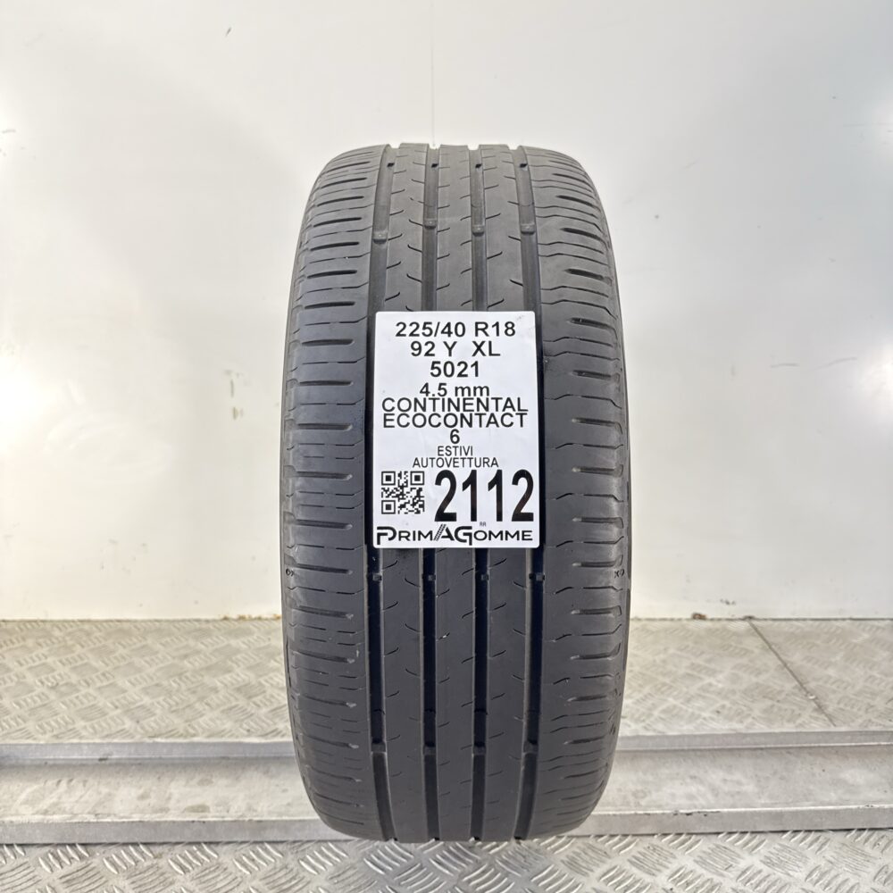 Pneumatico Usato 225 40 R18 XL 92Y Continental EcoContact 6 Estivo