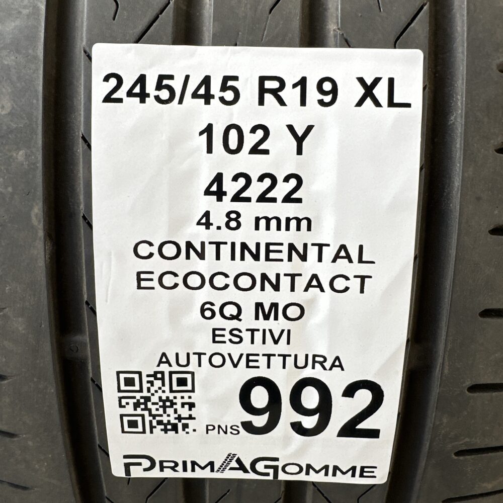 Gomme Usate estive 245 45 R19 XL 102Y Continental Ecocontact Estive - immagine 3