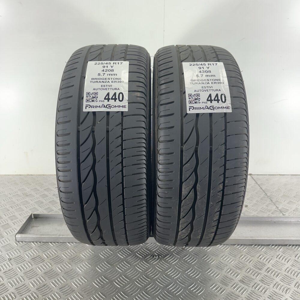 Pneumatici Usati 225 45 R17 91Y Bridgestone Turanza ER300 81% Estive