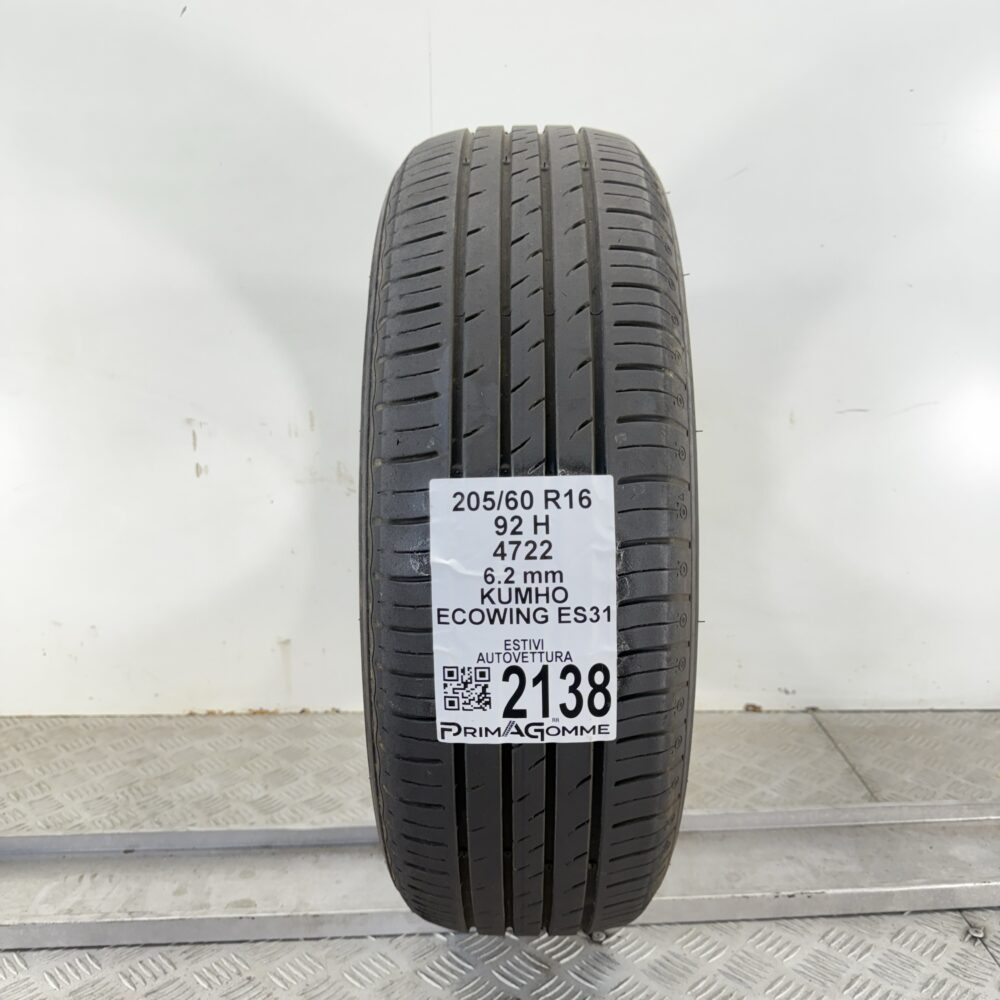 Pneumatico Usato 205 60 R16 92H Kumho Ecowing ES31 89% Estivo
