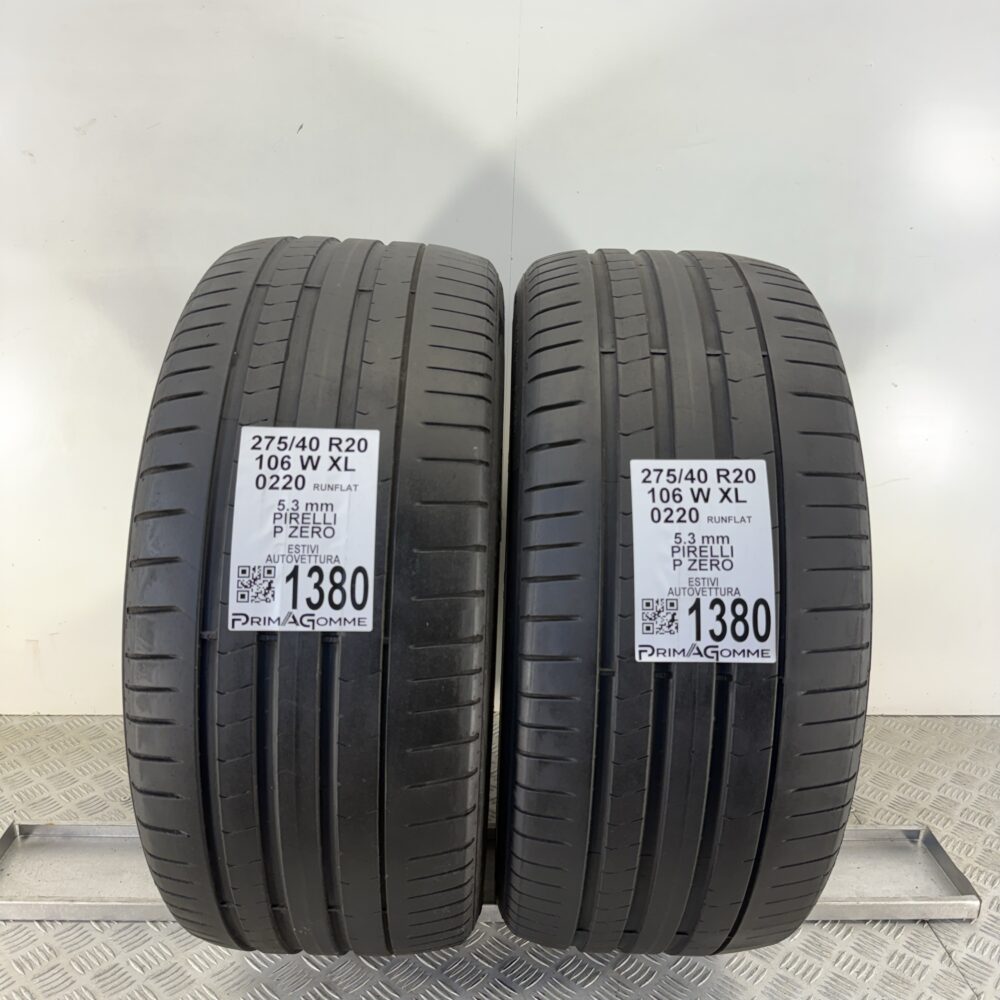 Gomme Usate 275 40 R20 XL 106W Pirelli P Zero RUNFLAT 76% Estive