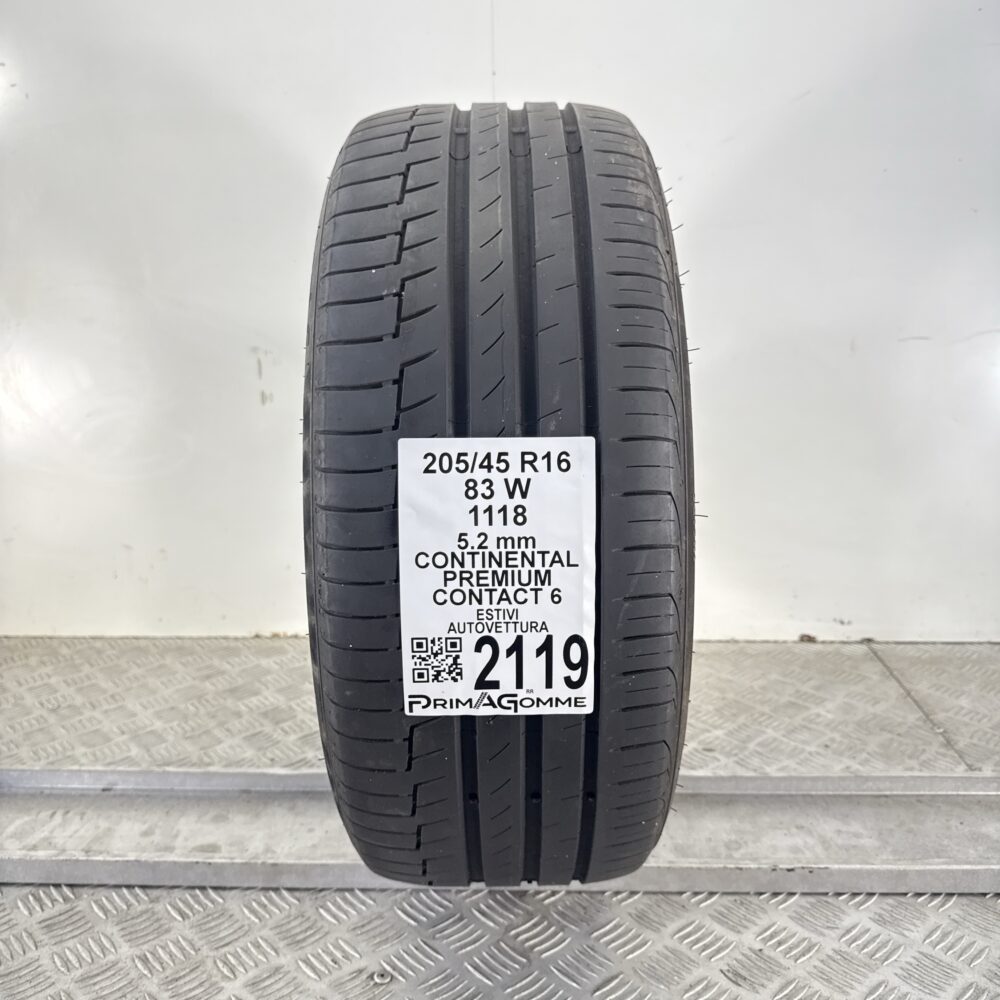 Pneumatico Usato 205 45 R16 83W Continental Premium Contact 6 74% Estivo