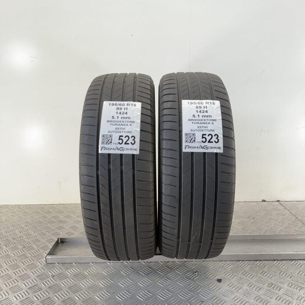 Pneumatici Usati 195 60 R16 89H Bridgestone Turanza 6 73% Estive